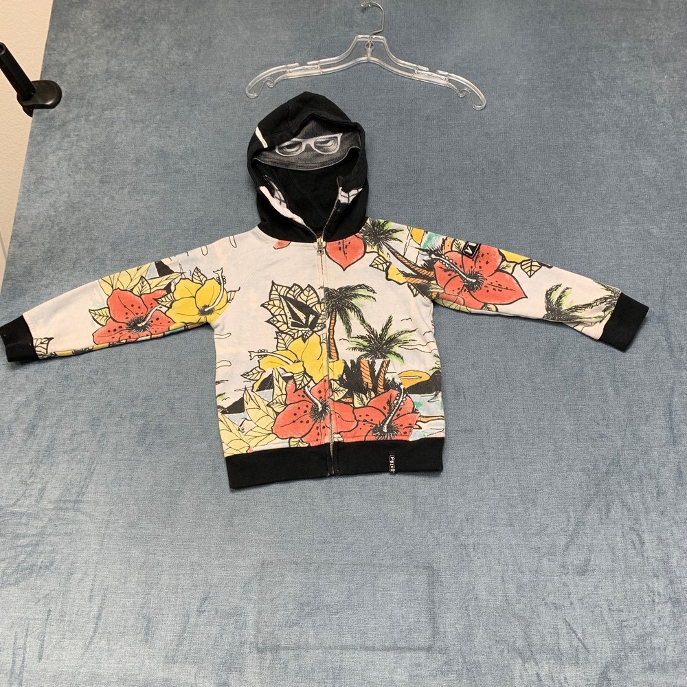 Volcom Full Zip Hoodie Toddlers 4T Multicolor Fleece Lined Floral Beach Winter